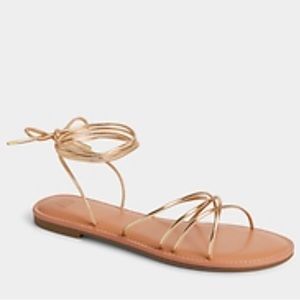 Strappy gold lace up sandals size 7